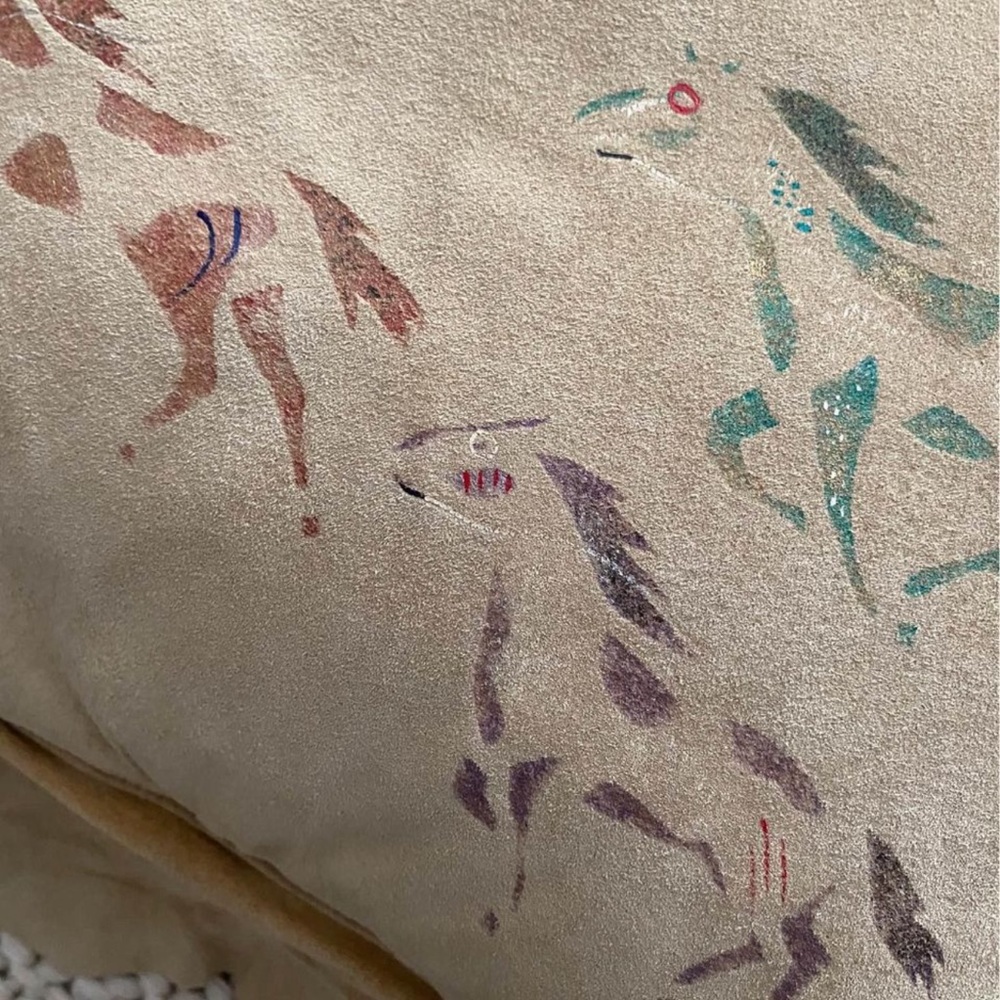 handmade hand painted Native America leather suede pillow indian pony horse OOAK - Picture 3 of 8